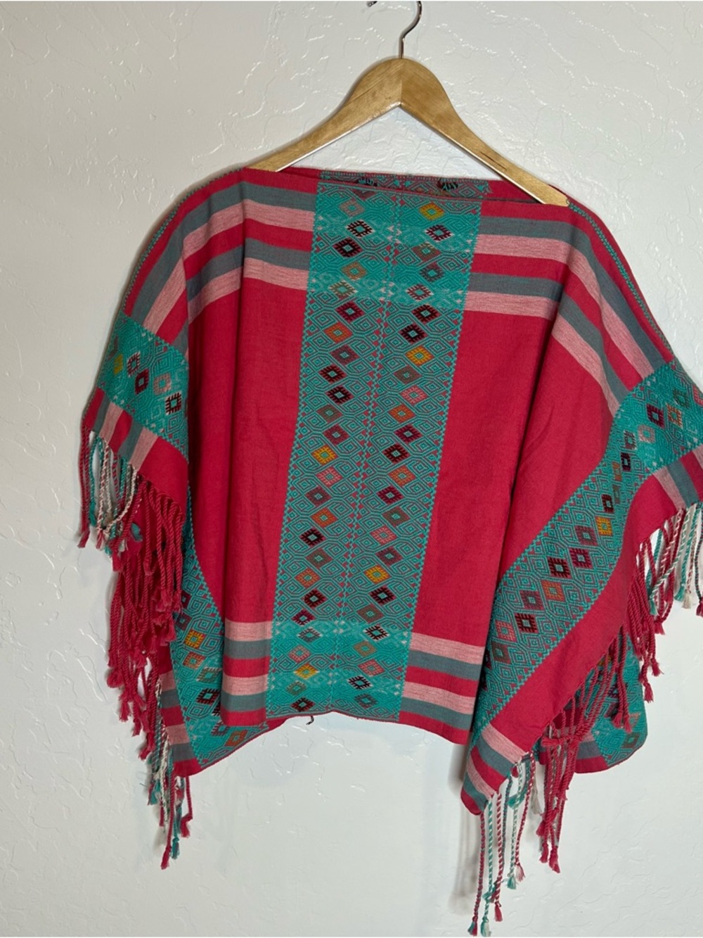 Poncho Bohemian Festival embroidered tassels concert western Aztec OS - Picture 3 of 14